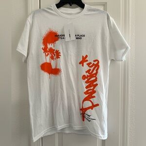 Fashion Nova Men - Paradise State Of Mind T-Shirt, White/Orange, Medium